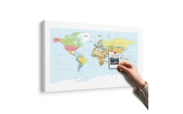 SLIKA NA PLUTI KLASIČNI ZEMLJEVID SVETA Z BELIM ROBOM - SLIKE NA PLUTI - SLIKE