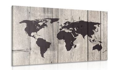 CANVAS PRINT MAP ON A WOODEN BACKGROUND - PICTURES OF MAPS - PICTURES