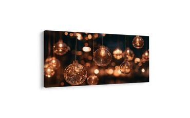 TABLEAU SUR TOILE – LAMPES EN VERRE À L’ÉCLAT DORÉ - TABLEAUX DE NOËL ET D’HIVER - TABLEAUX