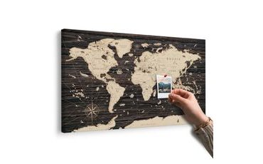 TABLOU PE PLUTĂ HARTA PE FUNDALUL DIN LEMN - TABLOURI PE PLUTĂ - TABLOURI