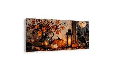 WANDBILD GEHEIMNISVOLLE HERBSTNACHT MIT KERZE - HALLOWEEN- UND HORROR-BILDER - BILDER