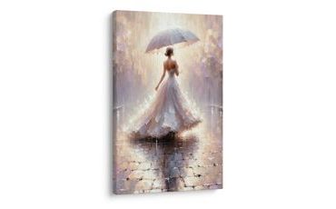 WANDBILD FRAU MIT REGENSCHIRM IM REGEN - WANDBILDER FRAUEN - BILDER