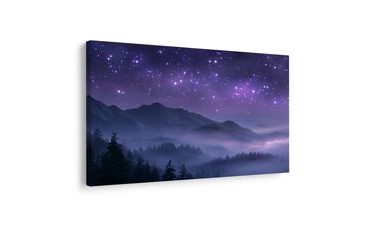 QUADRO SU TELA – NOTTE STELLATA SOPRA LE MONTAGNE - QUADRI MONTAGNE - STAMPE E QUADRI