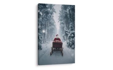 VÁNOČNÍ OBRAZ POHÁDKOVÝ SANTA V LESE - VÁNOČNÍ A ZIMNÍ OBRAZY - OBRAZY