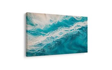 TABLEAU SUR TOILE – VAGUES TURQUOISE EN GROS PLAN - TABLEAUX DE LA MER ET DE LA PLAGE - TABLEAUX