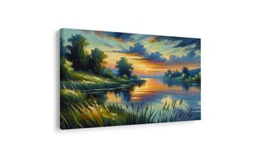 OBRAZ ZÁPAD SLNKA NAD JAZEROM - OBRAZY JAZERÁ - OBRAZY