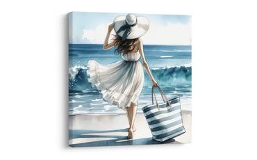 OBRAZ LETNÍ PROCHÁZKA PLÁŽÍ - OBRAZY MOŘE A PLÁŽ - OBRAZY