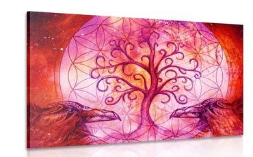 WANDBILD MAGISCHER BAUM DES LEBENS IN PASTELLFARBEN - BILDER MIT FENG SHUI-MOTIVEN - BILDER