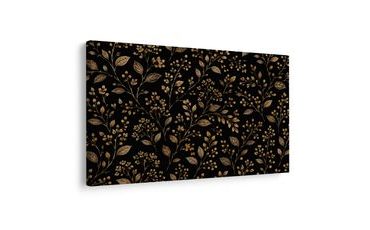 TABLEAU SUR TOILE – BRINDILLES DORÉES SUR FOND NOIR - TABLEAUX ARBRES ET FEUILLES - TABLEAUX