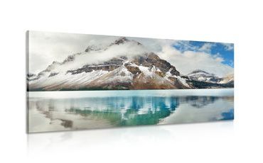 CANVAS PRINT LAKE NEAR A MAGNIFICENT MOUNTAIN - PICTURES OF NATURE AND LANDSCAPE - PICTURES