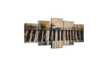 5-TEILIGES WANDBILD RETRO KLAVIERTÖNE - MUSIKBILDER - BILDER
