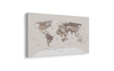 OBRAZ NA KORKU MAPA ŚWIATA W BEŻOWYM WYDANIU - OBRAZY NA KORKU - OBRAZY