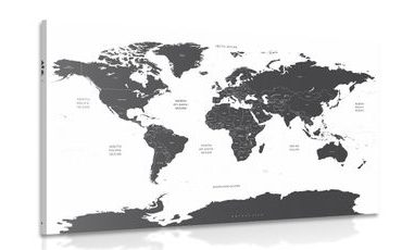 IMPRESSION SUR TOILE CARTE DU MONDE AVEC LES ÉTATS INDIVIDUELS DE COULEUR GRISE - CARTES D'IMPRESSIONS SUR TOILE - IMPRESSION SUR TOILE