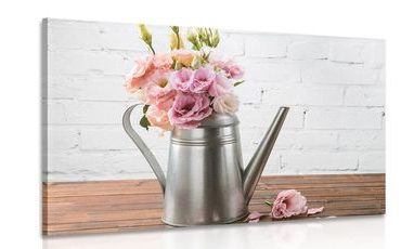 CANVAS PRINT BOUQUET OF FLOWERS IN A WATERING-CAN - STILL LIFE PICTURES - PICTURES