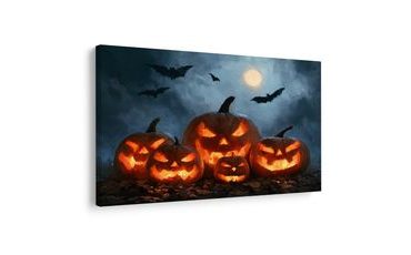 WANDBILD HALLOWEEN-KÜRBISSE UNTER FLEDERMÄUSEN - HALLOWEEN- UND HORROR-BILDER - BILDER