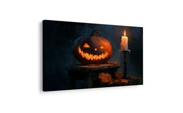 WANDBILD GRUSELKÜRBIS MIT KERZE - HALLOWEEN- UND HORROR-BILDER - BILDER