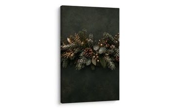 TABLEAU SUR TOILE – BRANCHAGE FESTIF AUX BAIES DORÉES - TABLEAUX DE NOËL ET D’HIVER - TABLEAUX
