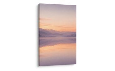 TABLEAU SUR TOILE – MONTAGNES PASTEL EN REFLET - TABLEAUX DU LAC - TABLEAUX
