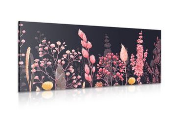 CANVAS PRINT VARIATIONS OF GRASS IN PINK COLOR - PICTURES FLOWERS - PICTURES