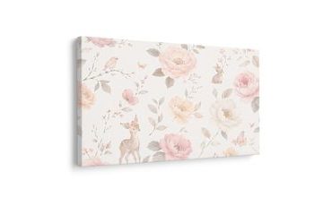 TABLEAU SUR TOILE – FLEURS DÉLICATES ET ANIMAUX DE LA FORÊT - IMAGES D'ANIMAUX - TABLEAUX