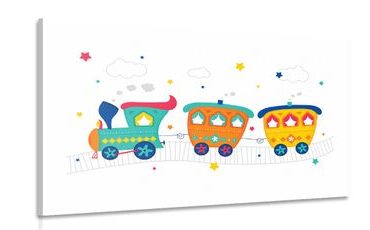 CANVAS PRINT PASTEL TRAIN - CHILDRENS PICTURES - PICTURES