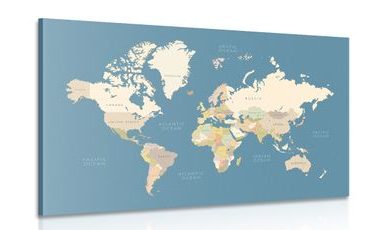 CANVAS PRINT MAP WITH VINTAGE ELEMENTS - PICTURES OF MAPS - PICTURES