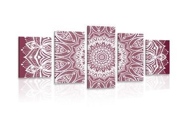 5-PIECE CANVAS PRINT MANDALA OF HARMONY ON A PINK BACKGROUND - PICTURES FENG SHUI - PICTURES