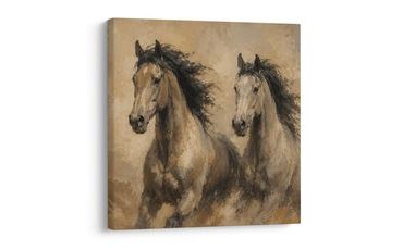TABLEAU SUR TOILE – CHEVAUX ÉLÉGANTS EN MOUVEMENT - TABLEAUX DE CHEVAUX - TABLEAUX