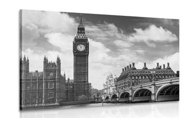 Slika Big Ben u Londonu u crno-bijelom dizajnu