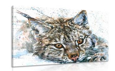 Canvas print lynx in watercolor design