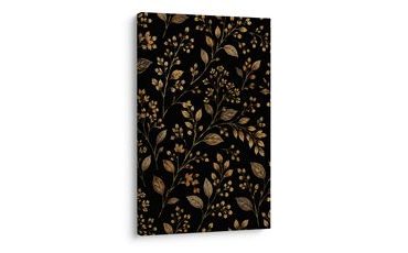 TABLEAU SUR TOILE – FEUILLES DÉLICATES EN DORÉ - TABLEAUX ARBRES ET FEUILLES - TABLEAUX