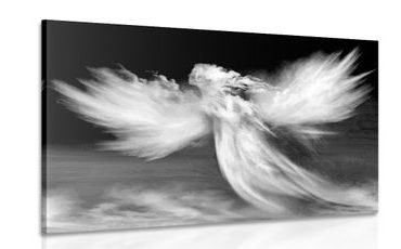 CANVAS PRINT IMAGE OF AN ANGEL IN THE CLOUDS IN BLACK AND WHITE - BLACK AND WHITE PICTURES - PICTURES