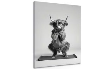 OBRAZ KRÁVA CVIČÍ JÓGU NA PODLOŽCE - OBRAZY BUVOLI A KRÁVY - OBRAZY