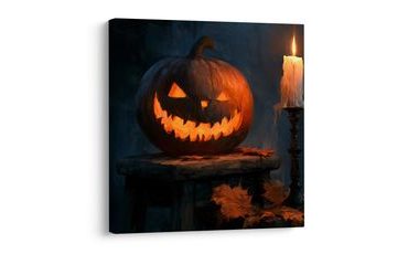 WANDBILD HALLOWEEN-KÜRBIS IM HALBDUNKEL - HALLOWEEN- UND HORROR-BILDER - BILDER