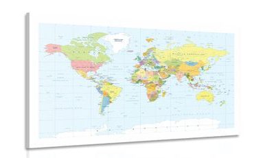 CANVAS PRINT CLASSIC MAP WITH A WHITE BORDER - PICTURES OF MAPS - PICTURES