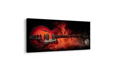 WANDBILD ELEKTRISCHE GITARRE IN FLAMMEN - MUSIKBILDER - BILDER
