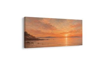 TABLEAU SUR TOILE – EAUX CALMES AU CRÉPUSCULE - TABLEAUX LEVER ET COUCHER DE SOLEIL - TABLEAUX