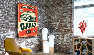 Obraz retro ceduľa Garage