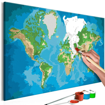 Obraz maľovaný podľa čísel mapa sveta detailne - dovido