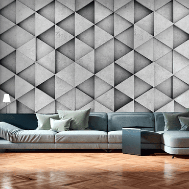 Tapeta v geometrických tvarech - šedé geo trojúhelníky