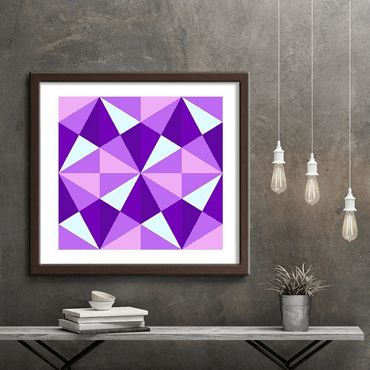 Obraz s rámom fialové geometrické tvary