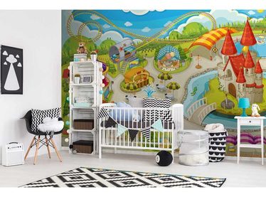 detská izba s modernou tapetou zábavného parku
