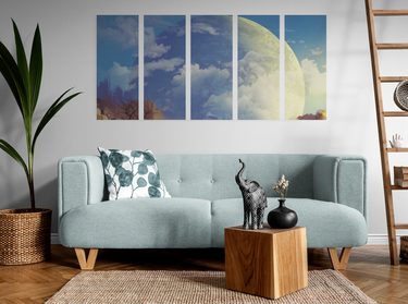 obývačka, 5-dielny obraz s mesiacom