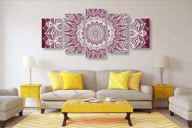 5-dielny obraz Mandala harmónie na ružovom pozadí