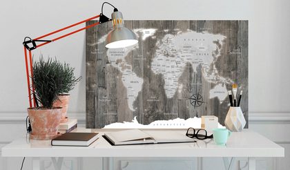 korkový obraz mapa sveta, pracovňa, home office