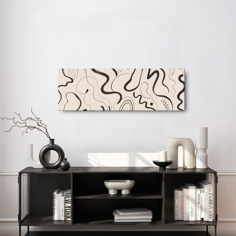 TABLEAU SUR TOILE – JEU MINIMALISTE DE TRAITS LIBRES - IMAGES FORMES ABSTRAITES - TABLEAUX