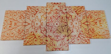 TABLOU 5-PIESE MANDALA ETNICĂ DE AUR - TABLOURI FENG SHUI - TABLOURI