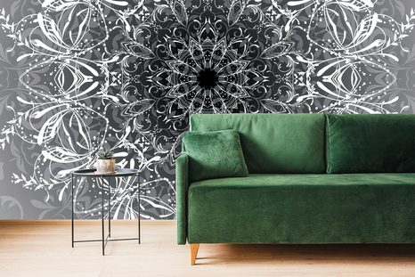 SAMOLEPÍCÍ TAPETA ČERNOBÍLÁ ROZETA - SAMOLEPÍCÍ TAPETY - TAPETY