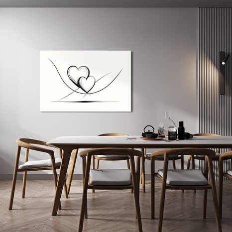 WANDBILD VERSCHLUNGENE HERZEN IN LINIEN - BILDER MIT LIEBESMOTIVEN - BILDER