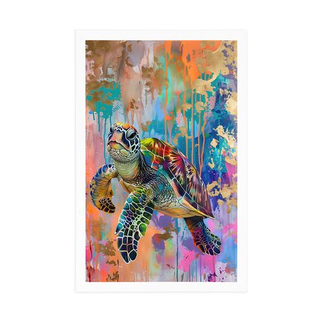 POSTER SCHILDKRÖTE ALS GEMÄLDE-NACHAHMUNG - SCHILDKRÖTEN - POSTER